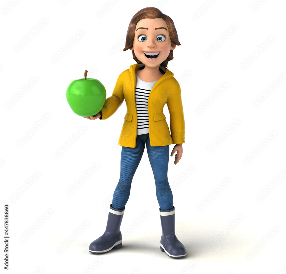 Fun 3D illustration of a cartoon teenage girl Fun 3D illustration of a cartoon teenage girl