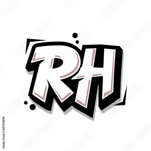 Simple Initial Logo Lettering Cartoon Grafity Black and White RH