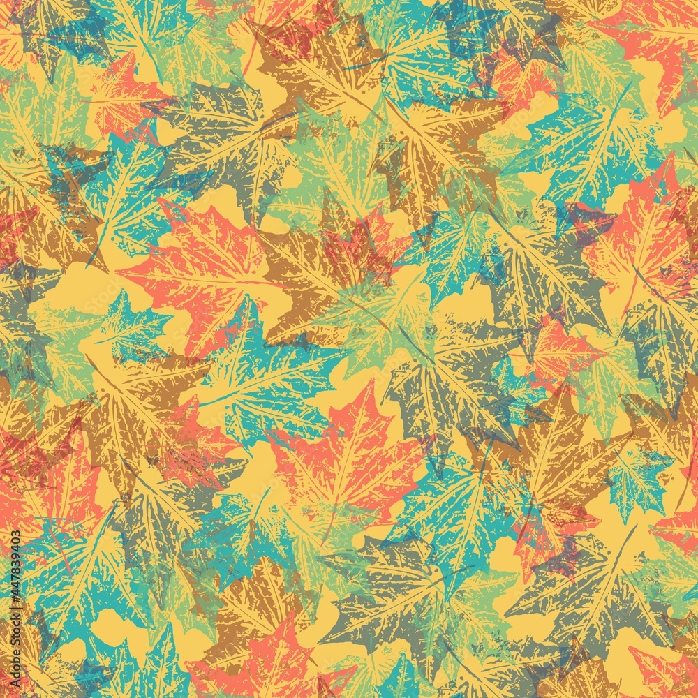 autumn seamless pattern with maple leaves in a chaotic pattern, background pattern with multicolored maple leaves, prints for printing on fabric, wallpaper autumn seamless pattern with maple leaves in a chaotic pattern, background pattern with multicolored maple leaves, prints for printing on fabric, wallpaper