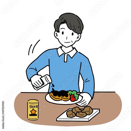 濃い味付けを好む男性のイラスト