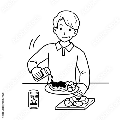 濃い味付けを好む男性のイラスト