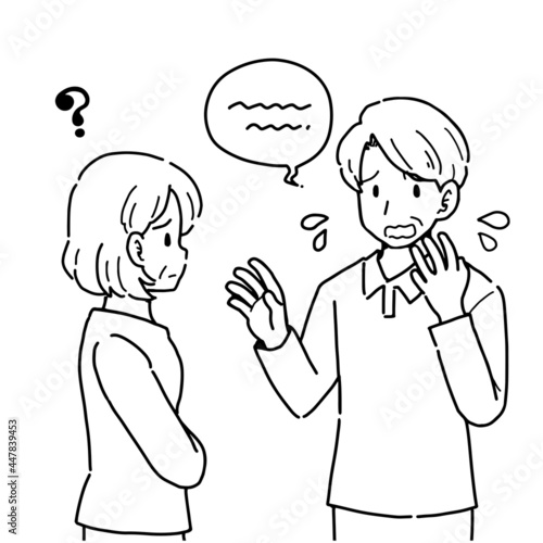 上手く喋れないシニア男性のイラスト