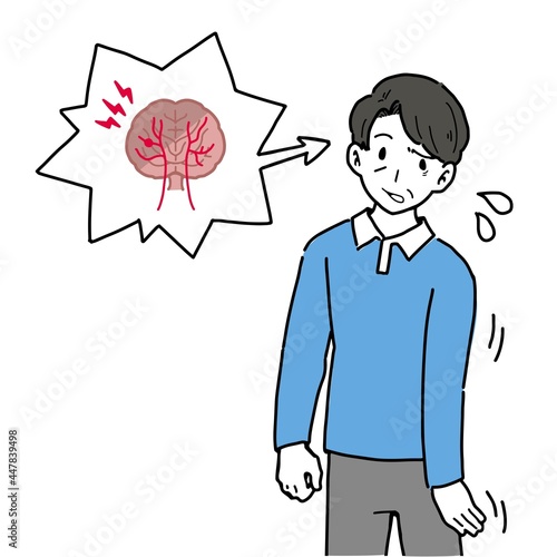 脳梗塞で半身麻痺になってしまった男性のイラスト