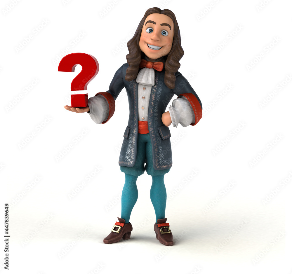 3D Illustration of a cartoon man in historical baroque costume 3D Illustration of a cartoon man in historical baroque costume