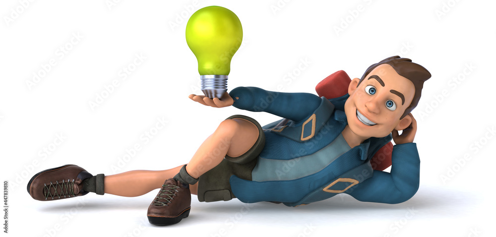 Fun illustration of a 3D cartoon backpacker Fun illustration of a 3D cartoon backpacker