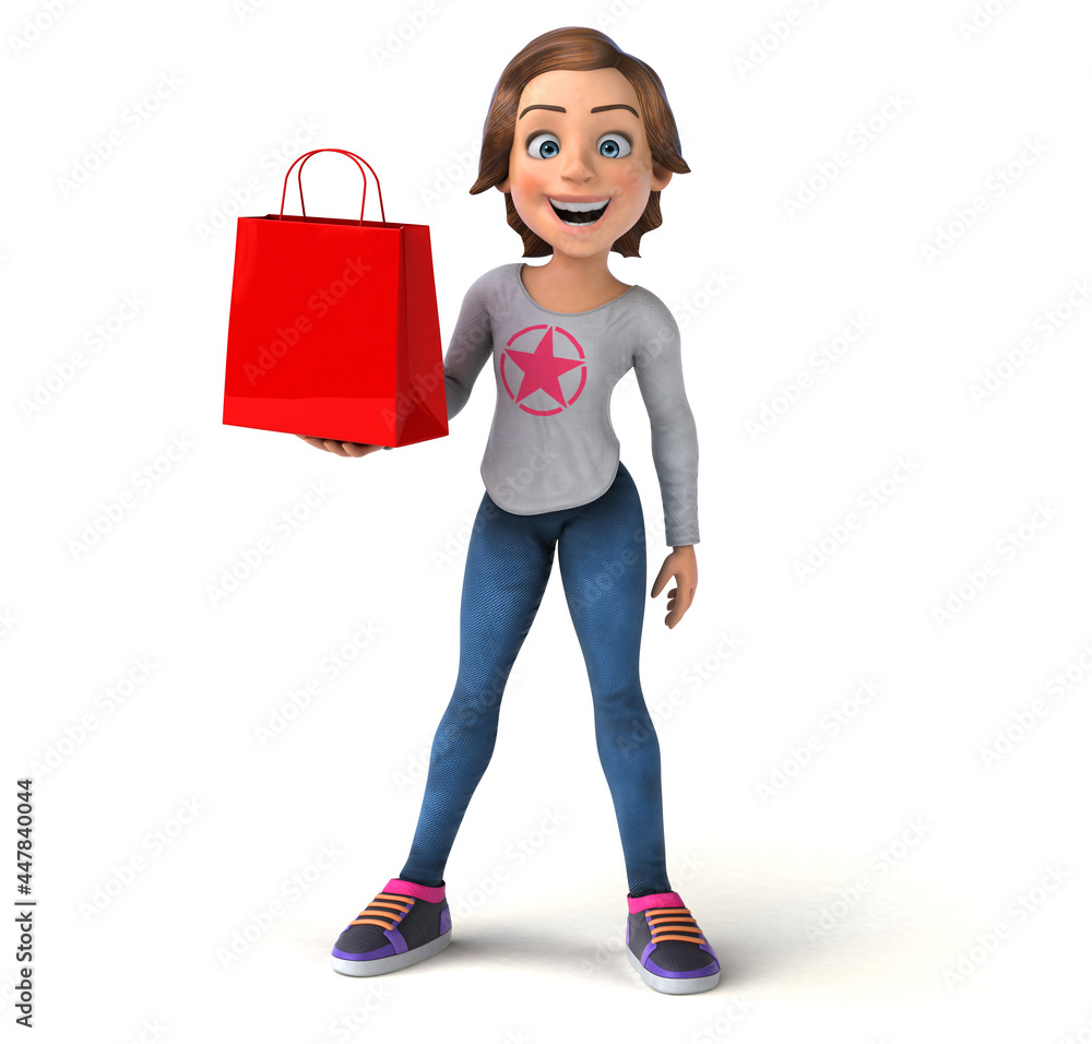 Fun 3D illustration of a cartoon teenage girl Fun 3D illustration of a cartoon teenage girl