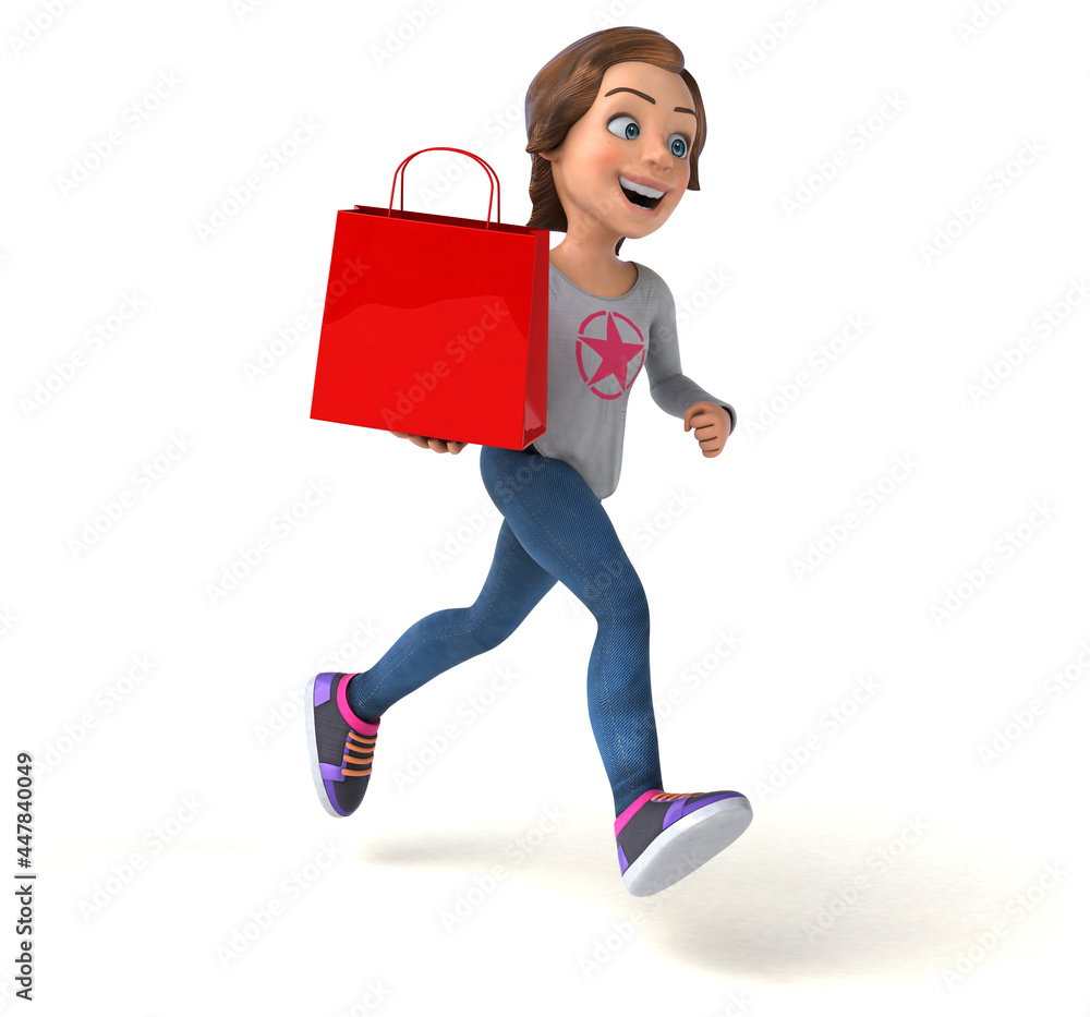 Fun 3D illustration of a cartoon teenage girl Fun 3D illustration of a cartoon teenage girl