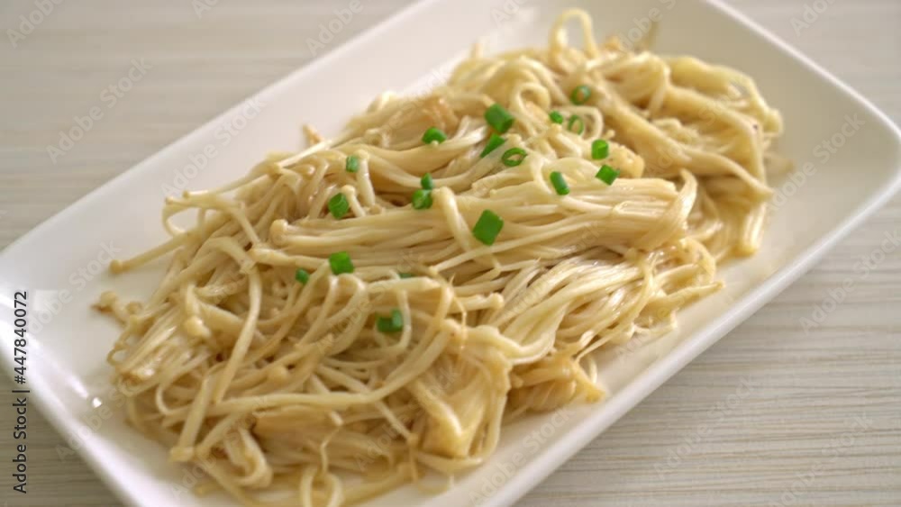 stir-fried golden needle mushroom with butter stir-fried golden needle mushroom with butter