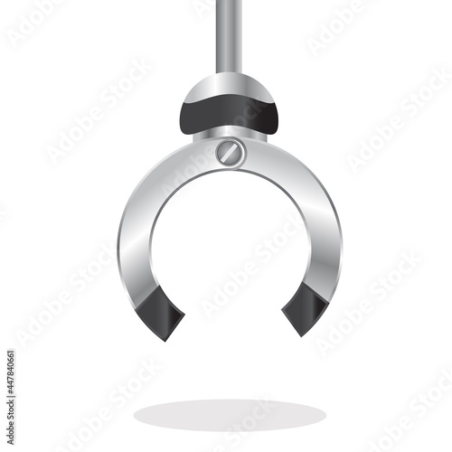 Chrome Robotic Claw on a white background. Grip robotic claw in factory. Vector illustration of the claw game device.