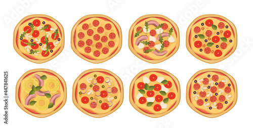 Pizza tasty different set vector illustration isolated