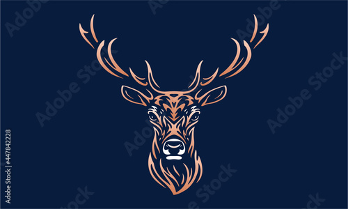 deer vector logo design illustration for dark background