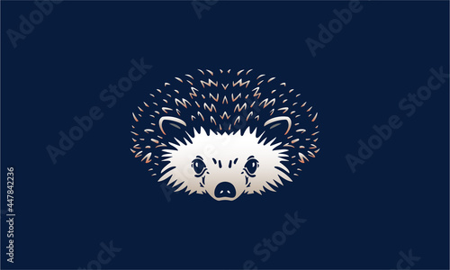 hedgehog vector logo design illustration for dark background