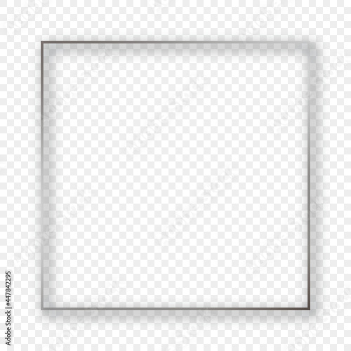 Silver glowing square frame with shadow