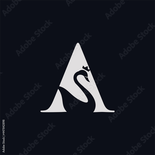 creative simple logo design initial A swan