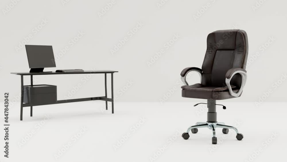 3d visualization of an office chair next to a desk 3d visualization of an office chair next to a desk