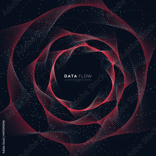 Evolution of data. Vector explosion motion dot lines background. Small particles strive out of center. vector illustration use for quantum technology, digital, science, music, communication.
