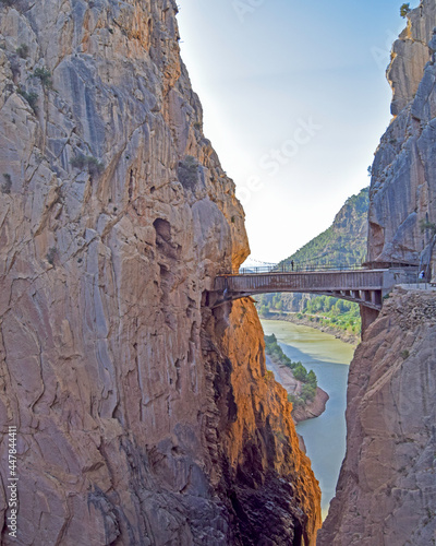 Caminito del Rey, mountain path between steep cliffs and enormous height, Malaga, Andalusia, Spain