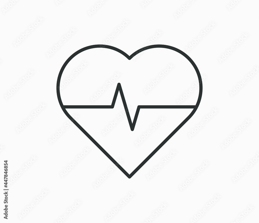 Healthcare and medical related outline icon. Heart rate symbol. Heartbreat ECG sign. Healthcare and medical related outline icon. Heart rate symbol. Heartbreat ECG sign.
