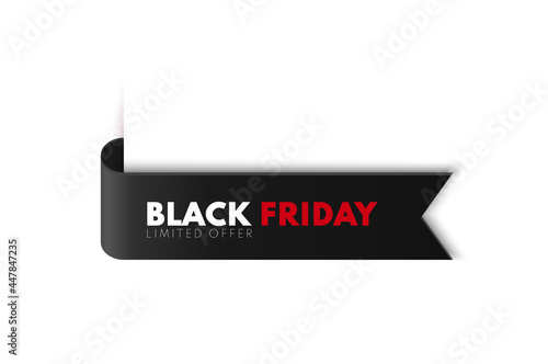 Black Friday Sale Banner with a black price tag isolated on white background. Vector advertising banner