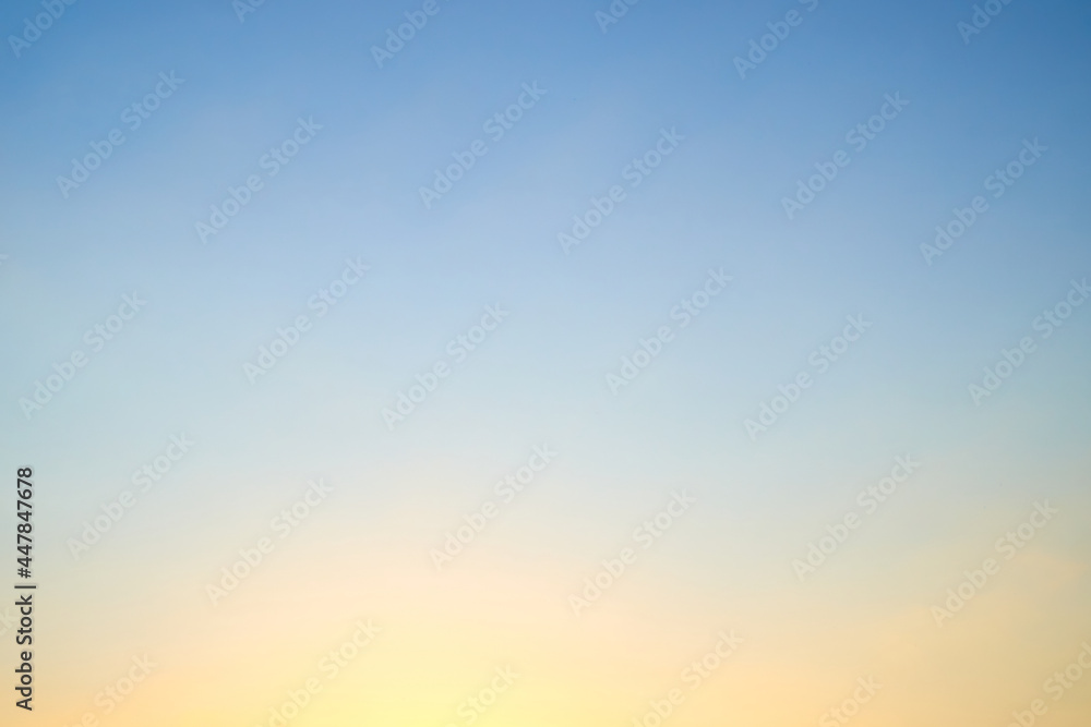 Ukrainian peaceful sky, blurred sunset summer sky ss blue and yellow gradient, pastel colors, background for summer concepts and design
