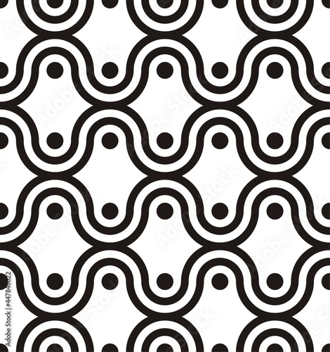 Seamless pattern wavy semicircle lines