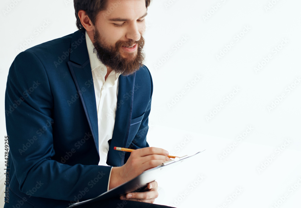 business man job is resume documents light background business man job is resume documents light background