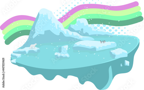 north pole with northern lights