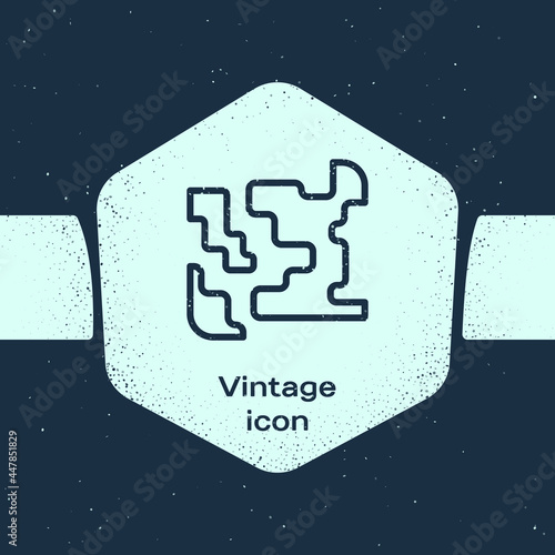 Grunge line Gaseous icon isolated on blue background. Changing the state of matter in gas. Monochrome vintage drawing. Vector