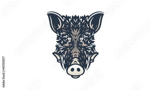 wild boar vector logo design illustration for white background