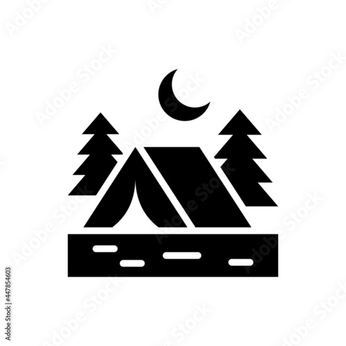 Campsite vector Solid icon style illustration. EPS 10 file