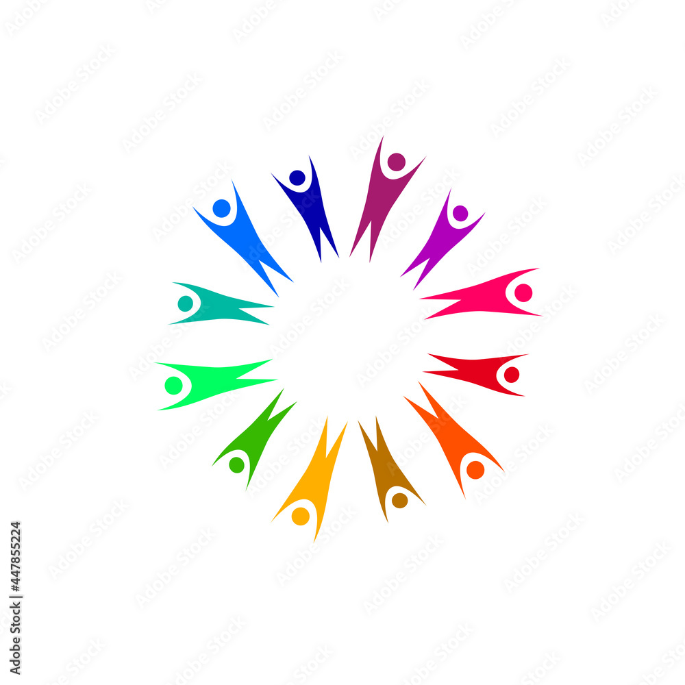 COLORFUL PEOPLE TOGETHER, PEOPLE UNION SIGN, SYMBOL, LOGO ISOLATED ON WHITE COLORFUL PEOPLE TOGETHER, PEOPLE UNION SIGN, SYMBOL, LOGO ISOLATED ON WHITE
