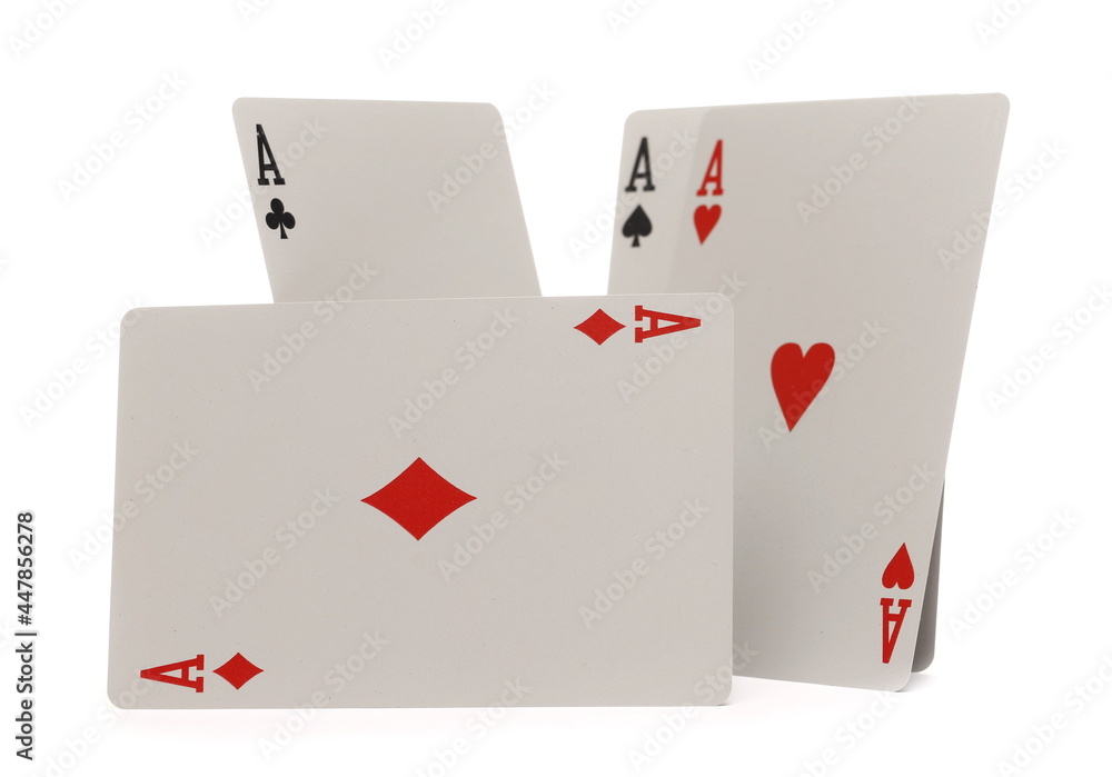 Obraz premium Ace cards for poker and gambling, isolated on white background