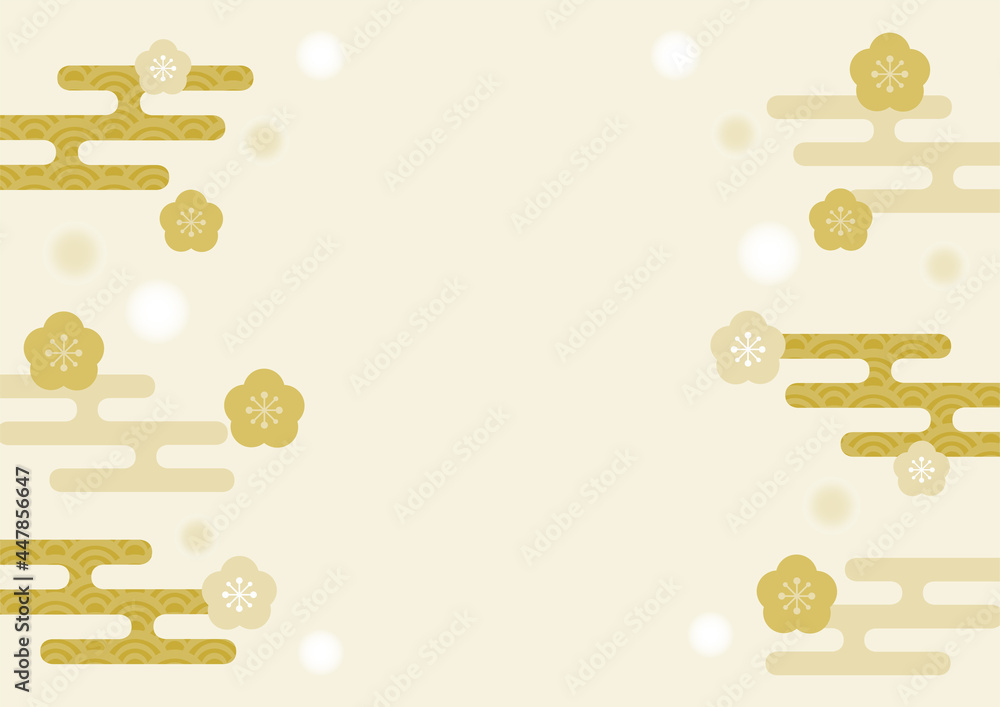 梅の花と和柄模様の背景イラスト Stock Vector Adobe Stock