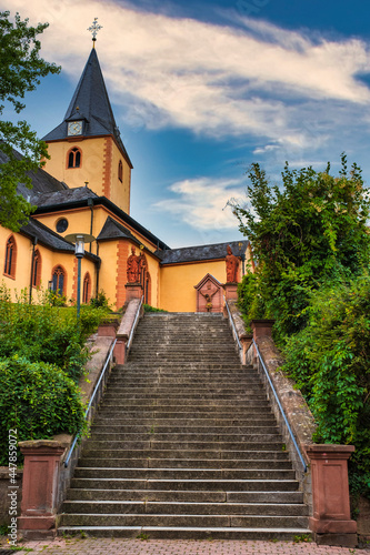 View towards the Church of St. Martin in Bad Orb / Germany in the Spessart 