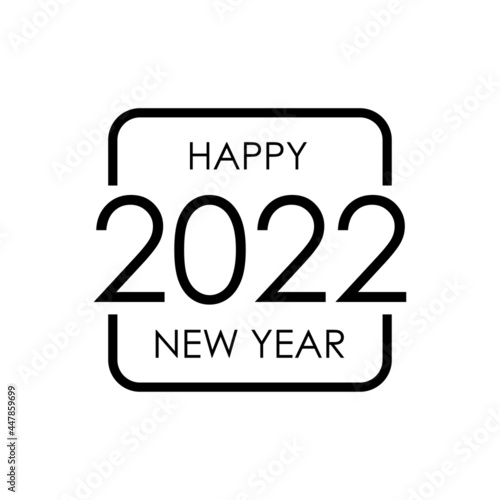 Banner con frase Happy New Year 2022 en cuadrado con lineas en color negro