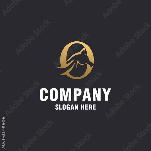 Luxury letter O with abstract horse logo template
