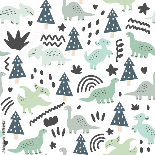 Seamless pattern of cute di...