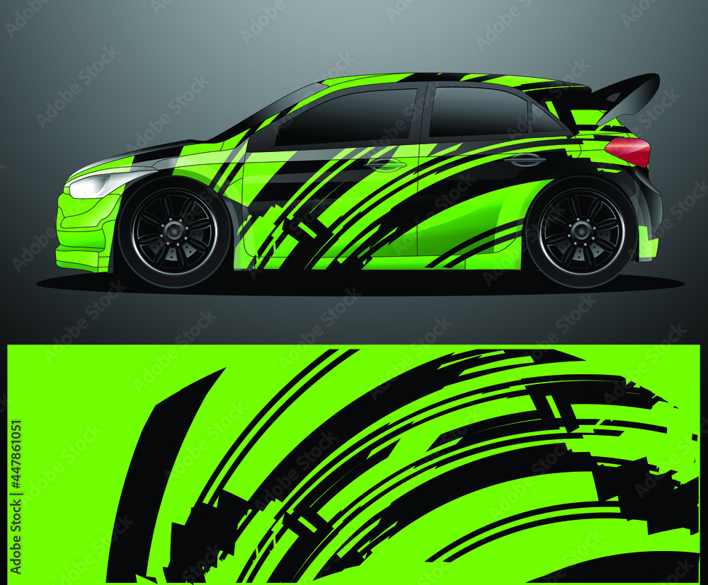 Fototapeta premium Rally car decal graphic wrap vector, abstract background