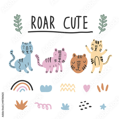 Set of cute cats object wit...