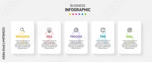 Infographic design with icons and 5 options or steps. Thin line vector. Infographics business concept. Can be used for info graphics, flow charts, presentations, web sites, banners, printed materials.