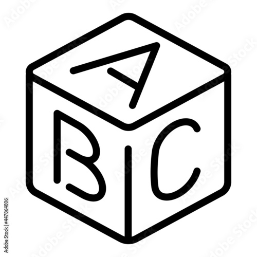Abc toy cube icon. Outline abc toy cube vector icon for web design isolated on white background