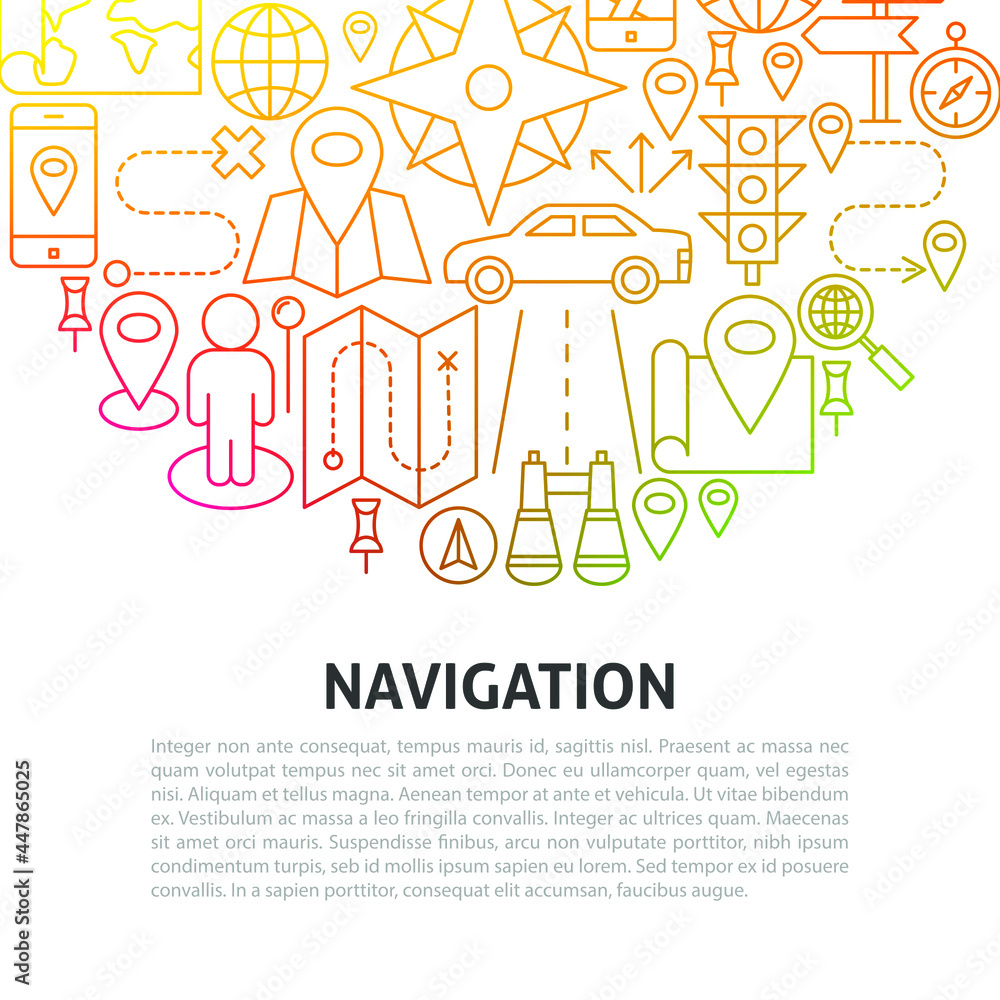 Navigation Line Concept. Vector Illustration of Outline Design. Navigation Line Concept. Vector Illustration of Outline Design.