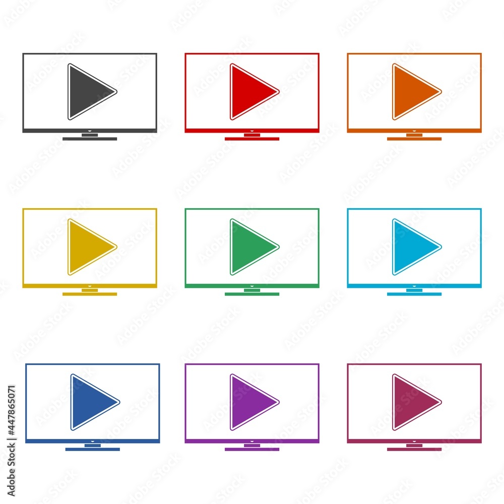 Cinema color icon set isolated on white background Cinema color icon set isolated on white background