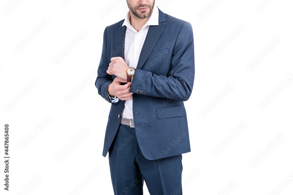 cropped boss with wristwatch. confident businessman isolated on white. ceo in formalwear. cropped boss with wristwatch. confident businessman isolated on white. ceo in formalwear.