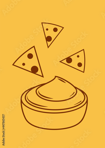 Nacho vector. Nachos on white background. sauce cup vector. Nachos logo design.