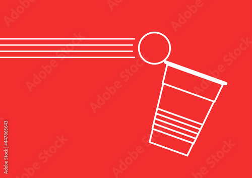 Beer cup vector. Beer pong poster design. wallpaper. copy space. ping pong ball vector.