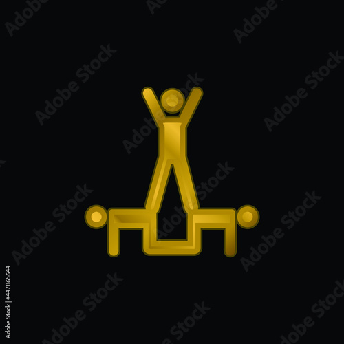 Acrobatics Acrobats Group Silhouette gold plated metalic icon or logo vector