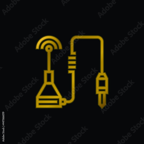 Antenna gold plated metalic icon or logo vector