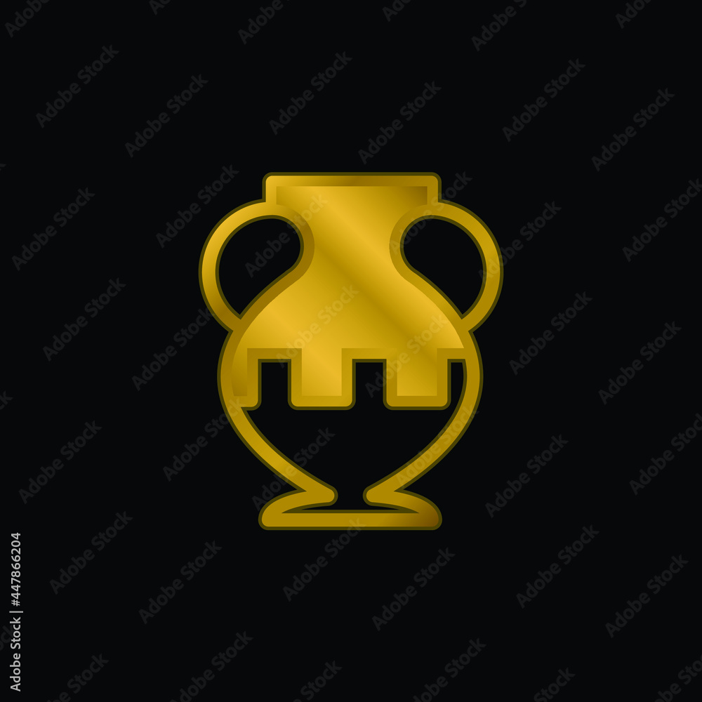 Ancient Jar Outline In A Museum gold plated metalic icon or logo vector Ancient Jar Outline In A Museum gold plated metalic icon or logo vector