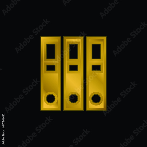 Archive gold plated metalic icon or logo vector